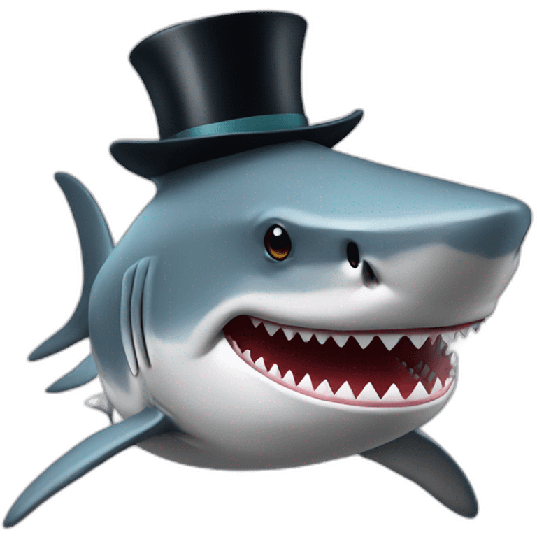 Shark with a top hat emoji