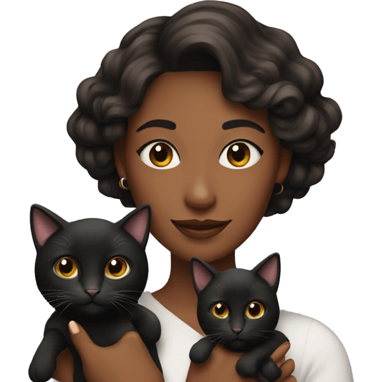 Pretty woman holding Black cat emoji