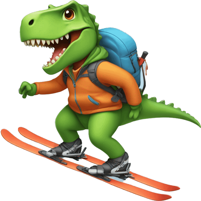 Dino skiing emoji