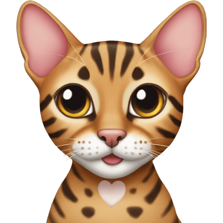 bengal cat with heart shaped eyes emoji