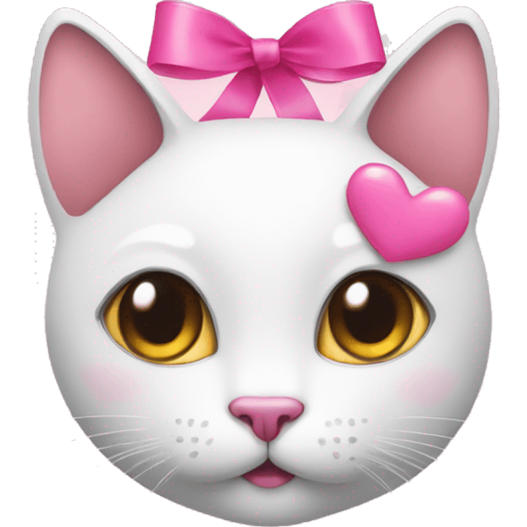 Cat with pink ribbon and pink hearts emoji