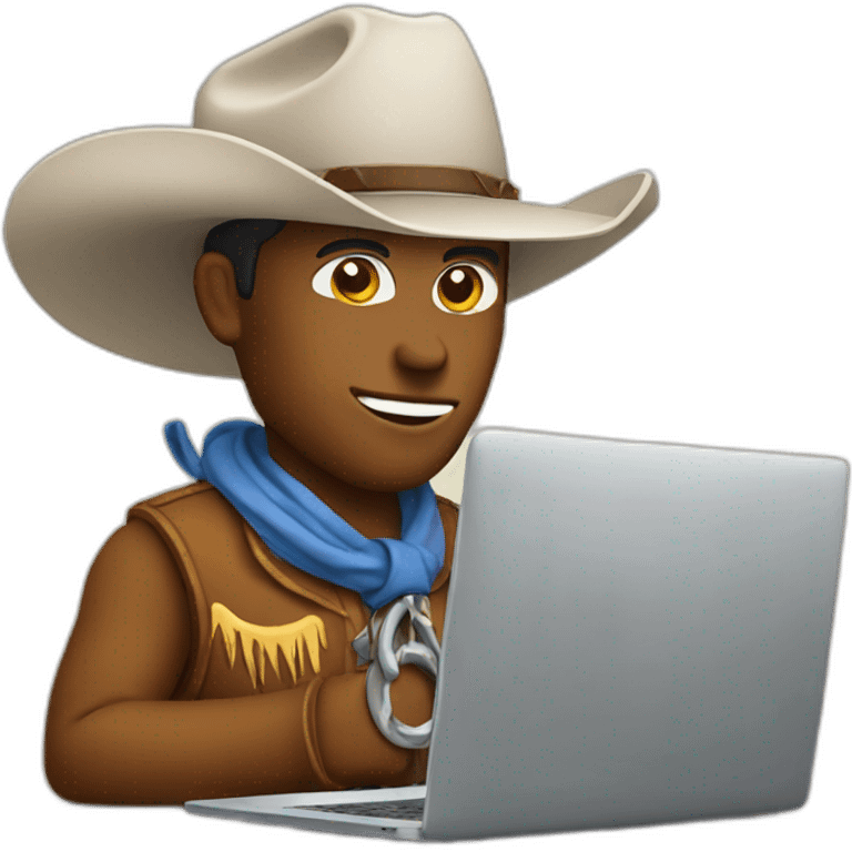 cowboy emoji with laptop in front emoji