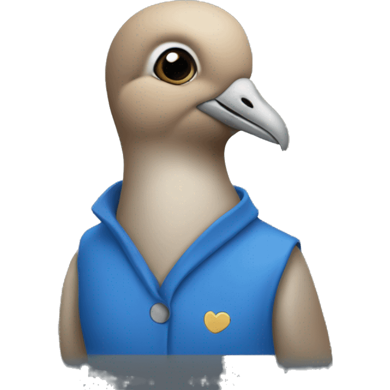 mourning dove wearing a blue vest emoji