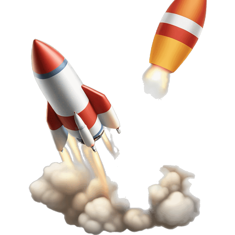 a rocket blasting off, rocket has colors #F36C24 and #0098CE emoji