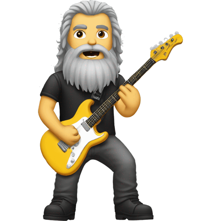 Headbanger guitar grey beard and hair long emoji