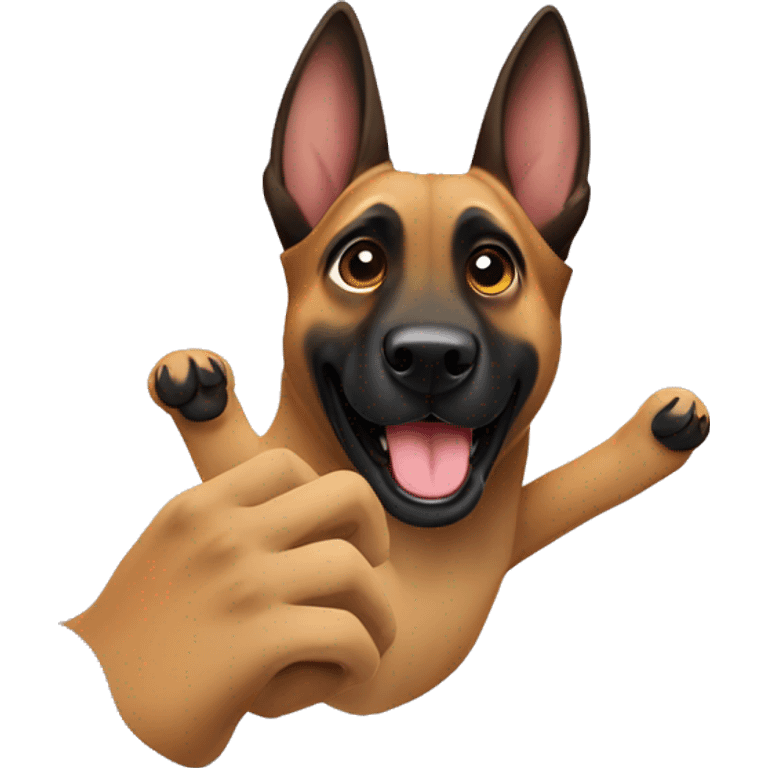 malinois say hello with hand emoji