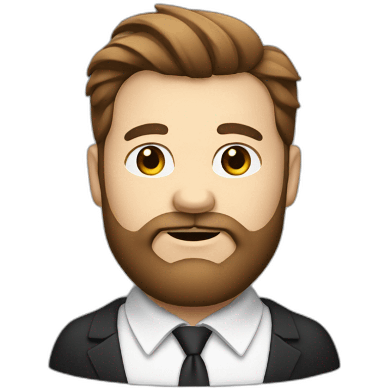 Beard fat man, white collar, brown hair emoji