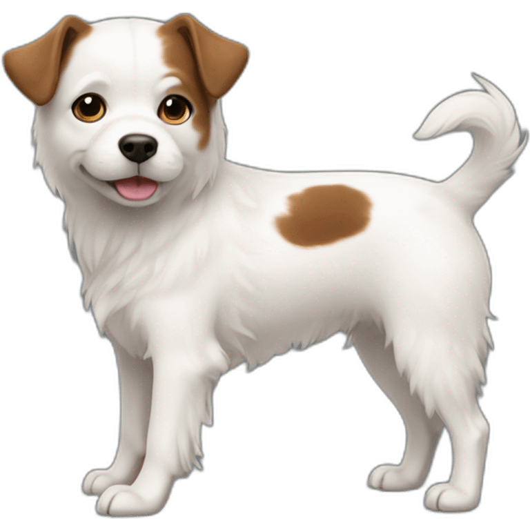 little white dog with little brown spots full body emoji