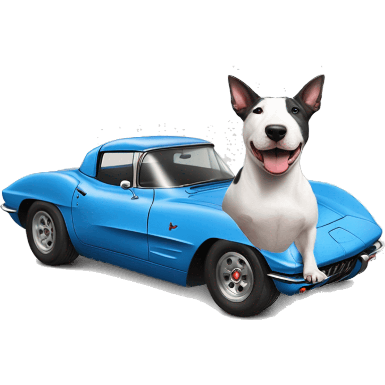 Bull terrier and blue C6 Corvette  emoji