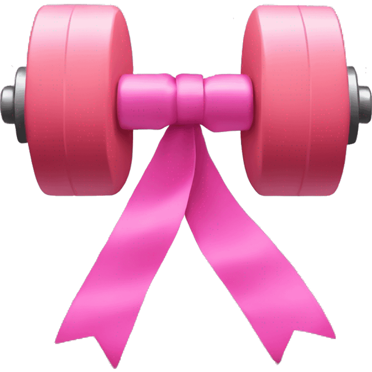 dumbbell with pink ribbon emoji