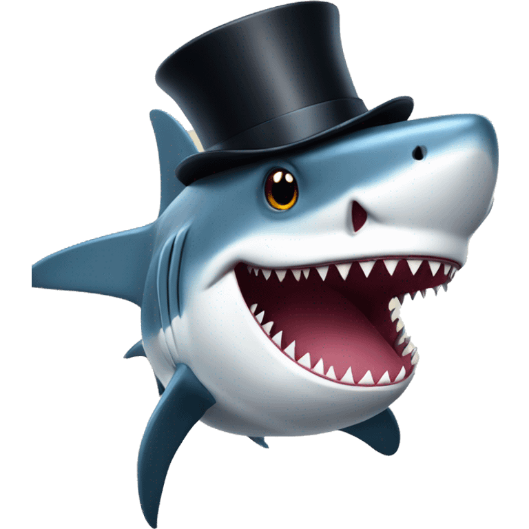 Shark with a top hat emoji