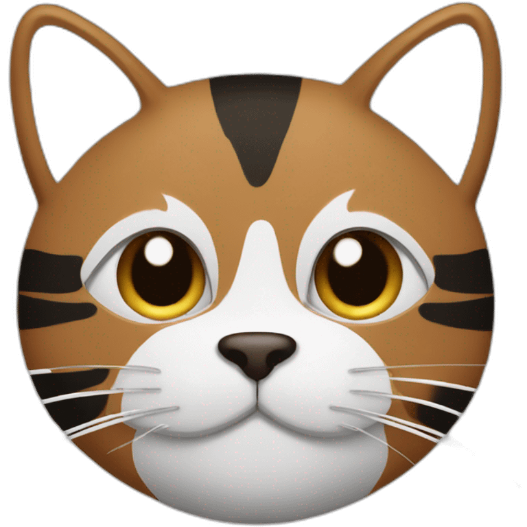 Brown cat with black stripes and white mustache and the contour of the white mouth with a brush emoji