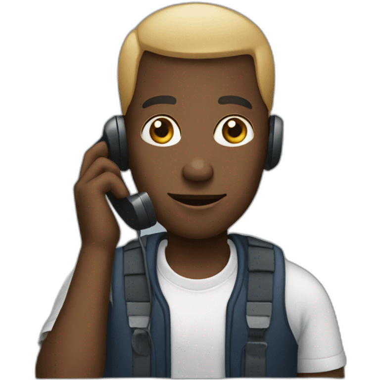 black man calling phone emoji