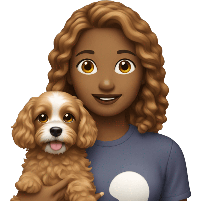 Girl with cavapoo dog  emoji