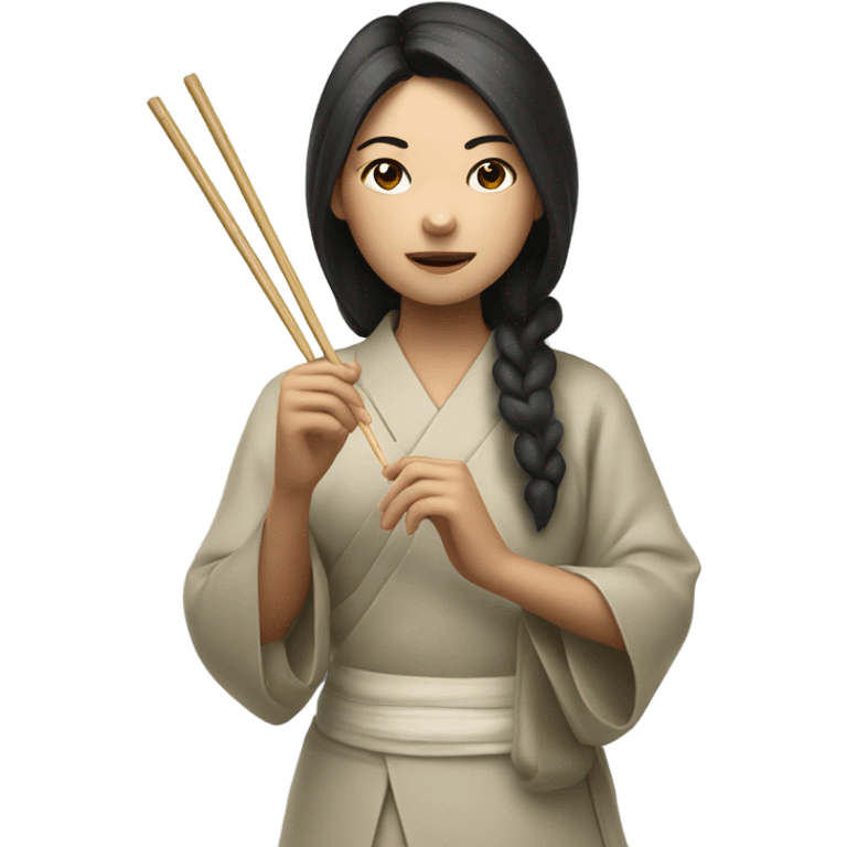 asian girl with chopsticks  emoji