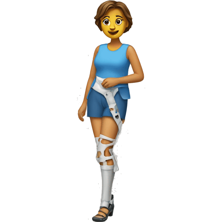 Lady with leg cast emoji