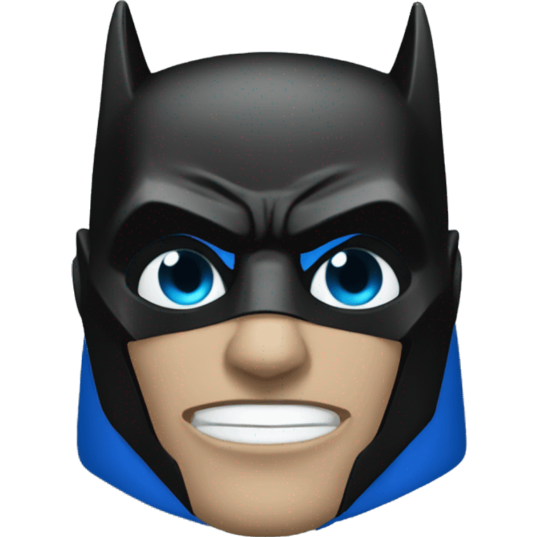 Dark Batman mask with blue eyes and determinate black skin face emoji