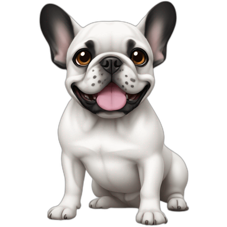 white french bulldog with a black ear emoji