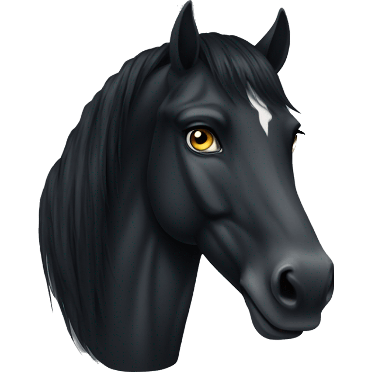 Serious Black horse with white eyes emoji