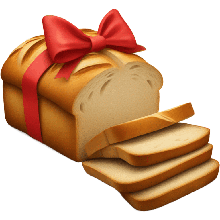 Bread with red bow and letter m emoji