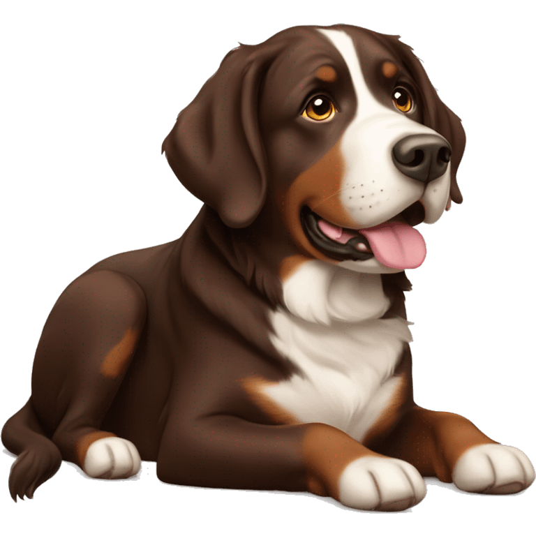 chocolate Labrador retriever with Bernese mountain dog emoji