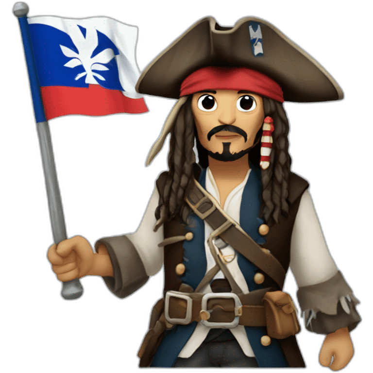 Jack Sparrow with the Quebec Flag in hand emoji