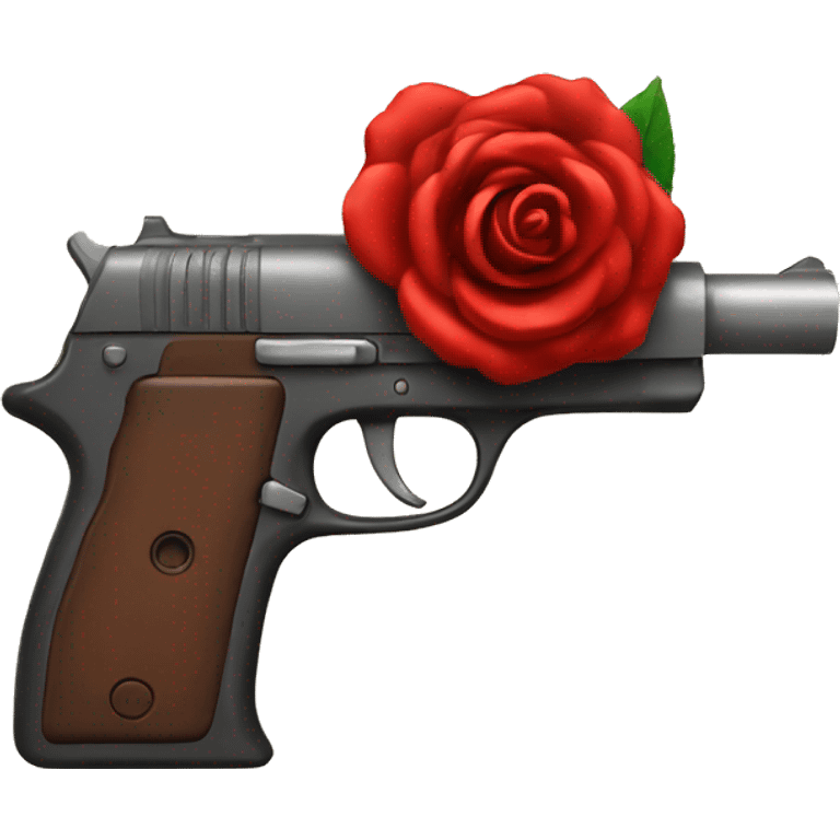 Pistol with red rose handle emoji