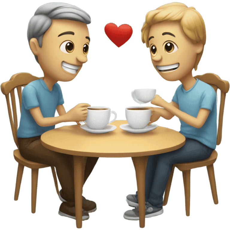 Two people drinking tea while speaking  emoji