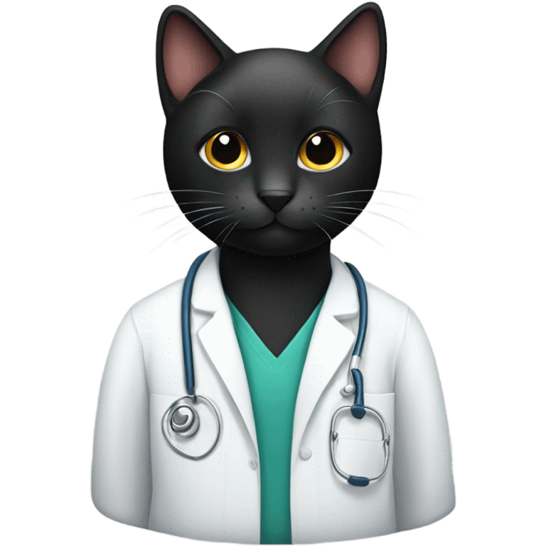 One black cat one veterinarian  emoji