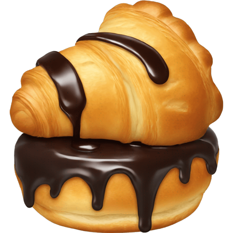 croissant with chocolate sauce in the surface emoji