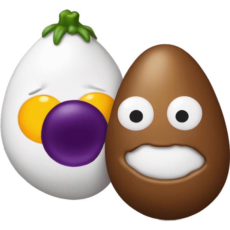 Poop and egg plant  emoji