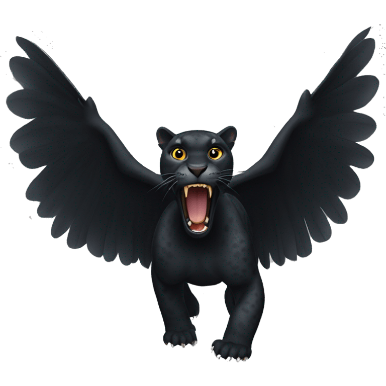 winged black leopard roaring emoji