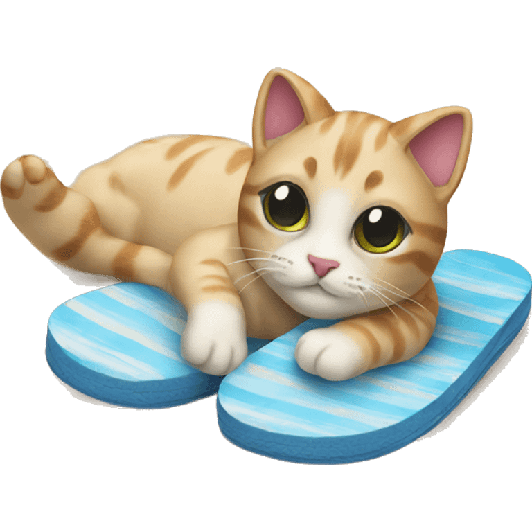 cat wearing slippers on a beach emoji