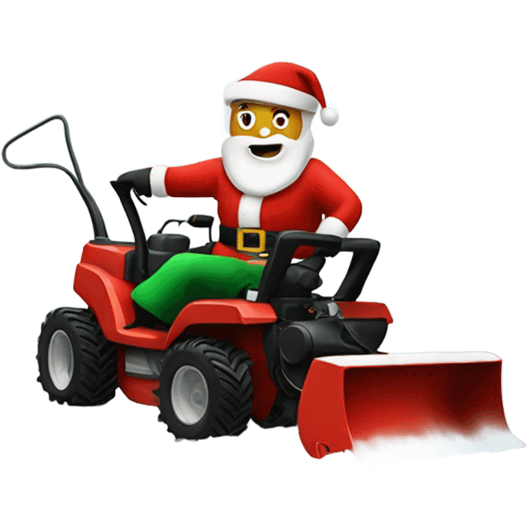 Santa clause riding a snowblower emoji