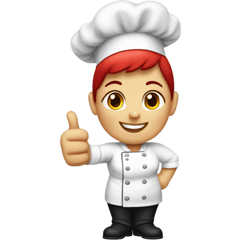 red chubby faceShort haired female Chef Giving a Thumbs Up emoji