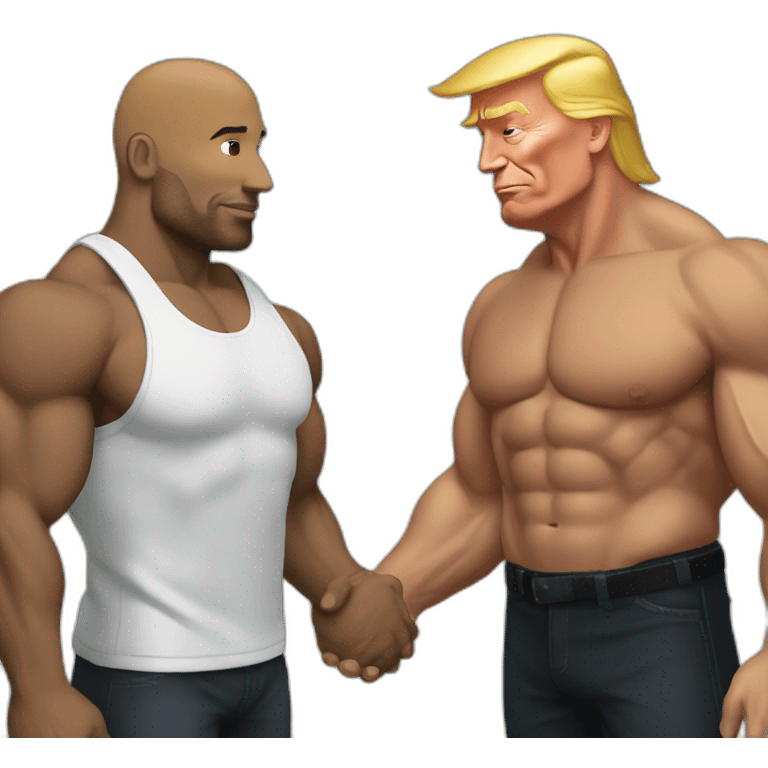 Donald Trump holding hands with The Rock emoji