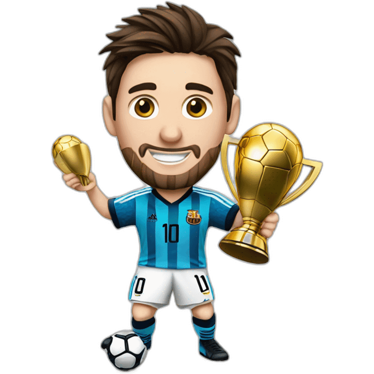 messi con el trofeo del campeonato mundial de futbol emoji