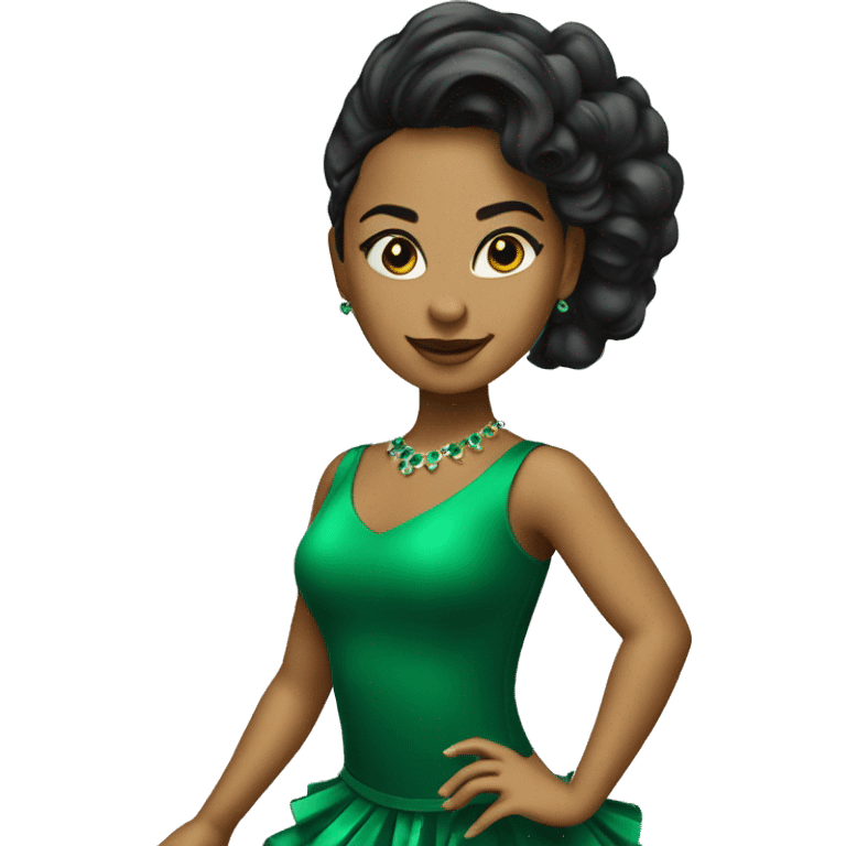 A salsa girl dancer with emerald green dress  emoji