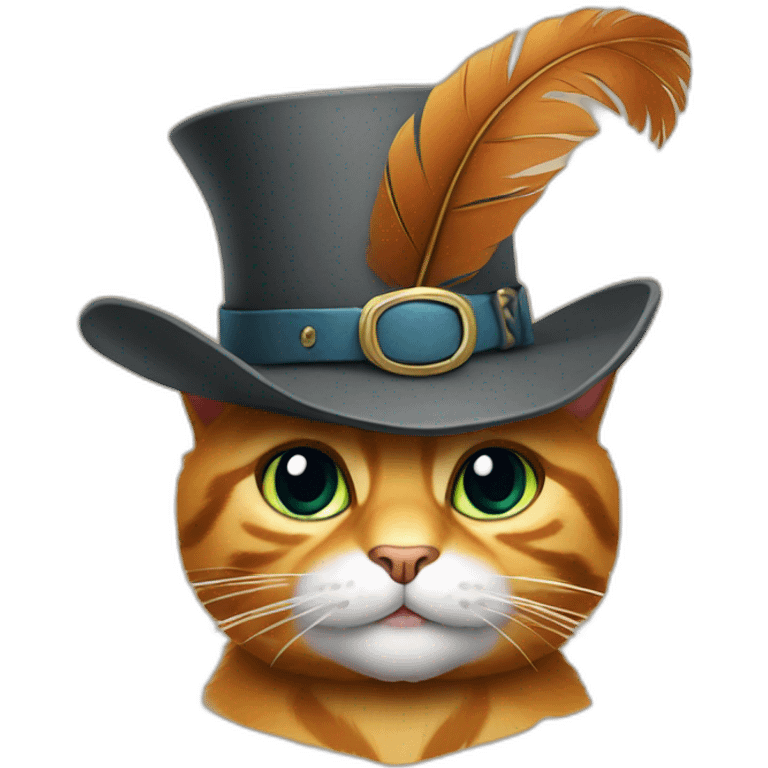 puss in boots wearing a hat with feather and boots emoji