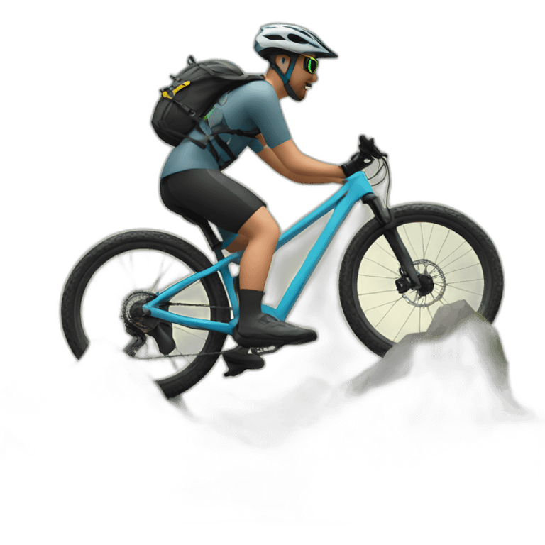 Mtb Biker with bicycle in the mountains emoji