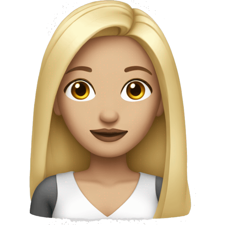 blonde with straight hair an clean make up emoji