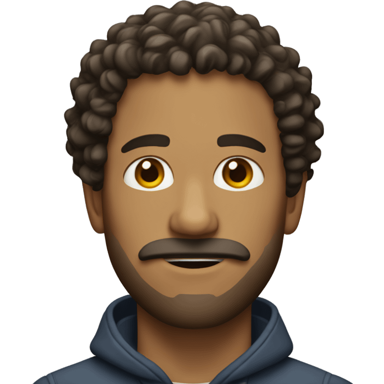 Guy with facial hair and curly hair emoji