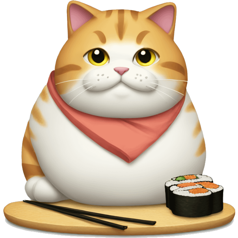 Fat cat with sushi emoji