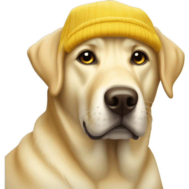 Yellow lab wearing winter hat emoji