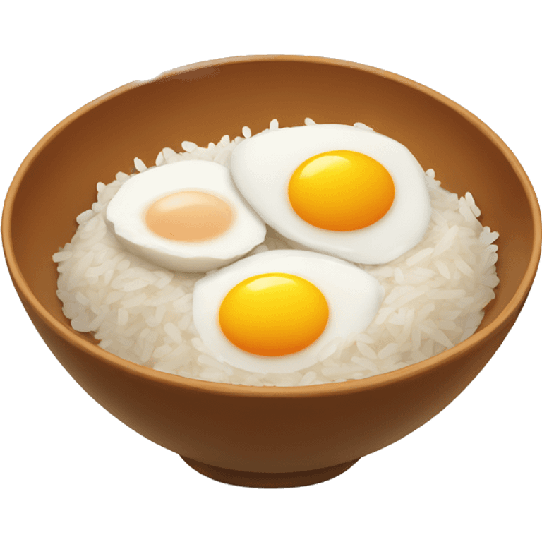 a bowl of rice with two eggs and two chicken drumstick on top emoji