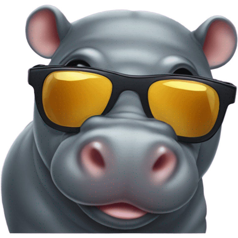 Pygmy hippo with sunglasses emoji