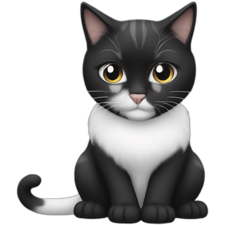 Black white faced cat with elsa emoji