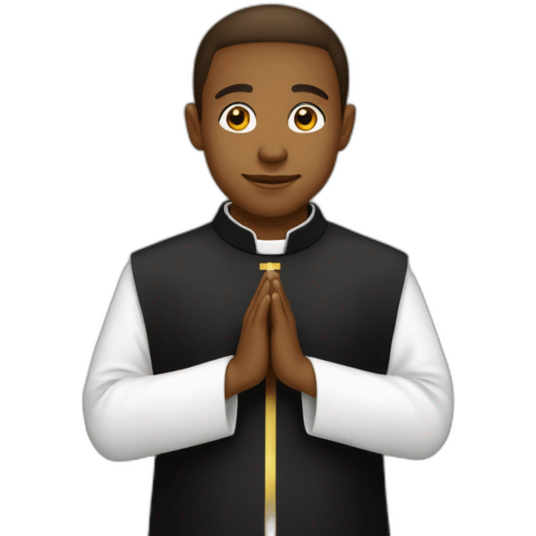 American Young Priest in prayer wearing cassock emoji