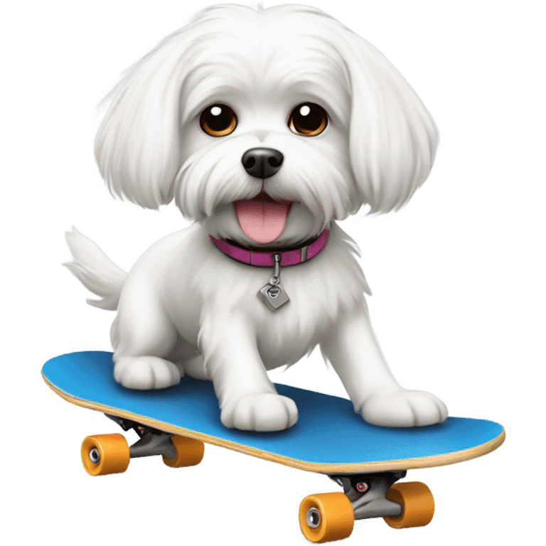 Maltese dog riding on skateboard  emoji