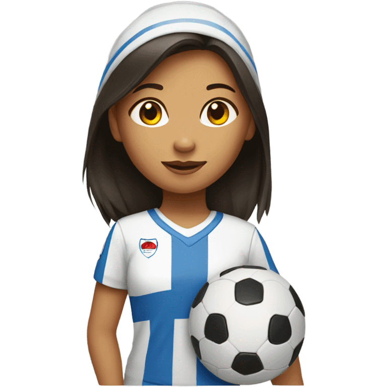 Filipino girl with a cast playing soccer emoji